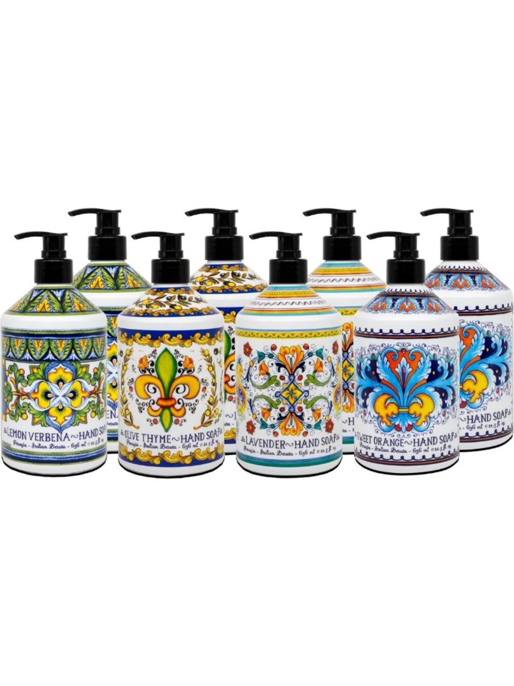 Luxurious Italian Hand Soap Set - 21.5 oz Bottles, 8 Pack - Lavender, Citrus